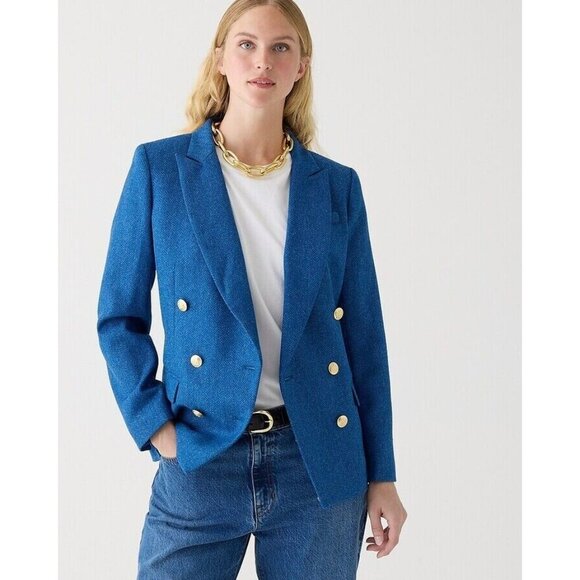 NWT J.Crew Brynn Blazer in Aqua Blue Herringbone English Wool Jacket 12 - Picture 7 of 7